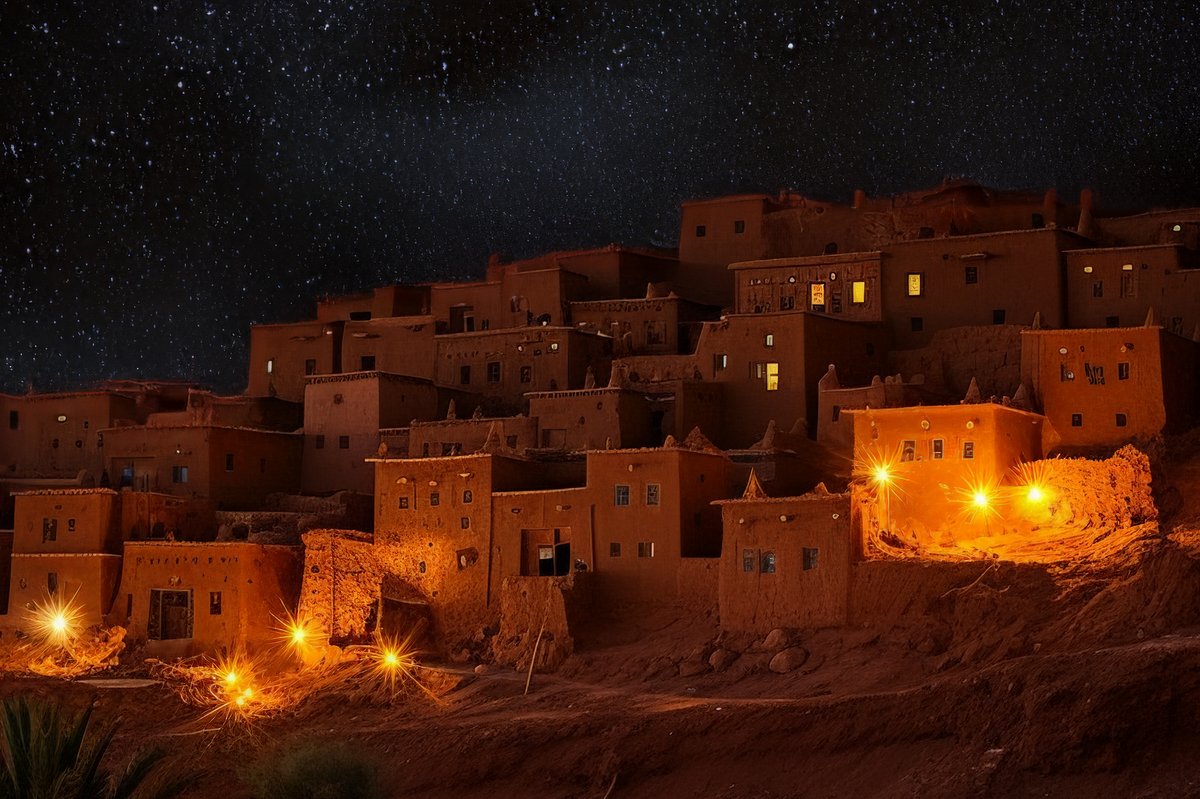 Beautiful starry sky town